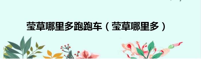 莹草哪里多跑跑车 莹草哪里多