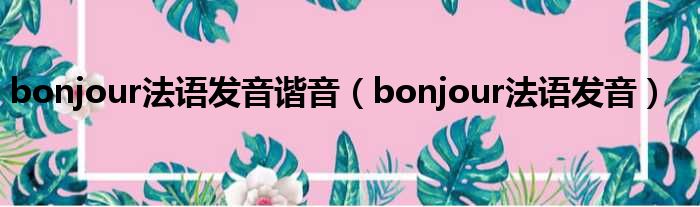 bonjour法语发音谐音 bonjour法语发音