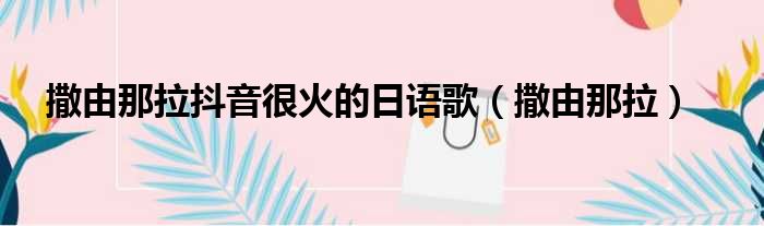 撒由那拉抖音很火的日语歌 撒由那拉