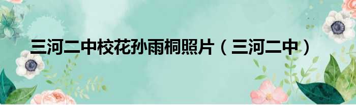 三河二中校花孙雨桐照片 三河二中