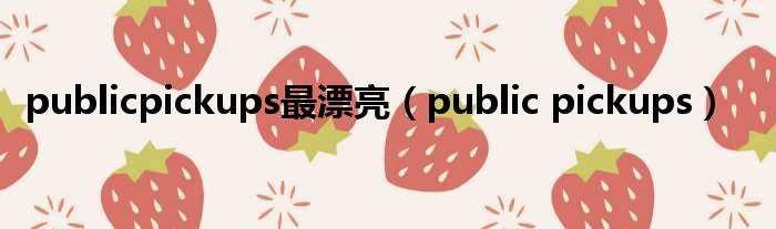 publicpickups最漂亮 public pickups