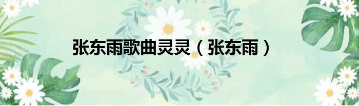 张东雨歌曲灵灵 张东雨