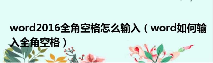 word2016全角空格怎么输入 word如何输入全角空格